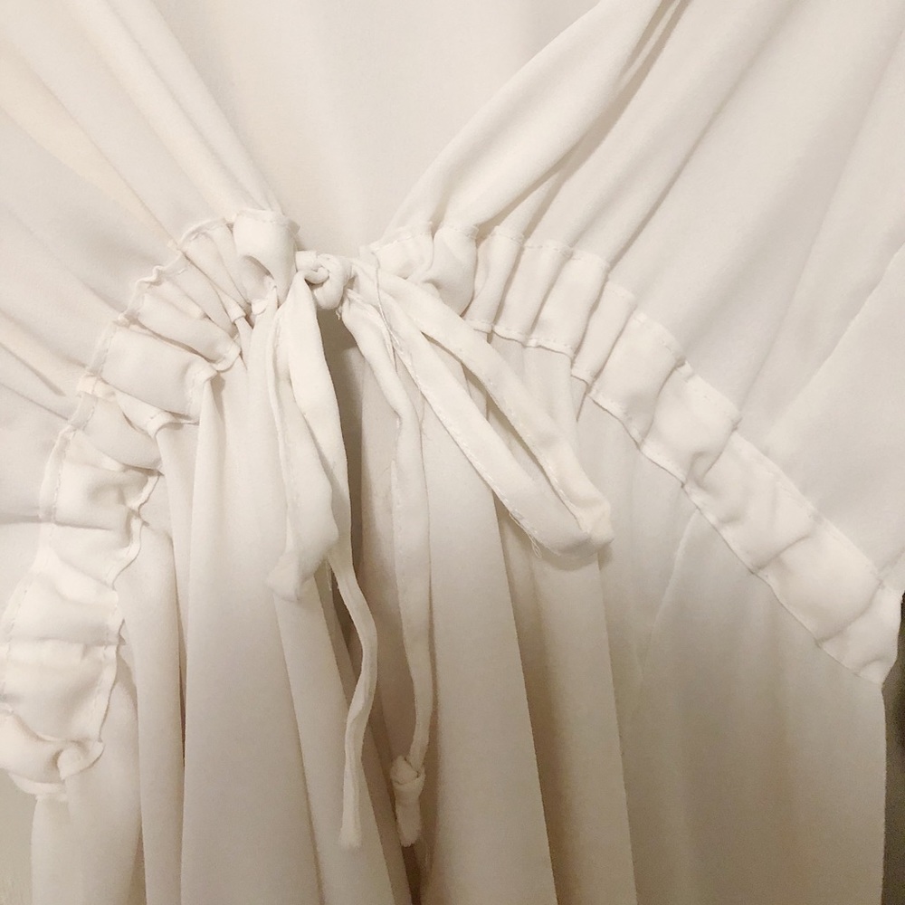Cream White Chiffon Hooded Jacket - Picture 2 of 4